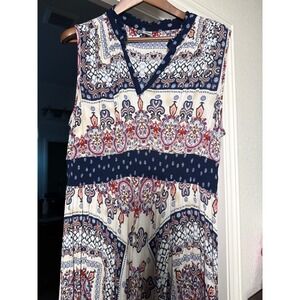 Bila Womens XXL Paisley Print Maxi Dress Sleeveless V-Neck Smocked Waist Boho